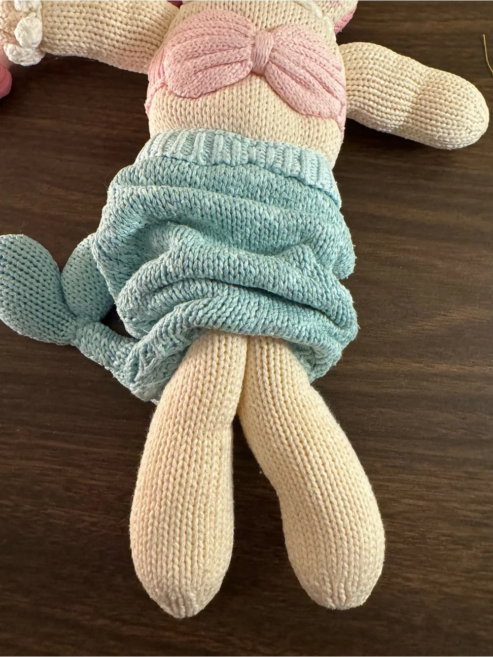 Zubels Knit Mermaid Plush Doll 16” Pink Blue Cotton Stuffed Toy Baby Lovey